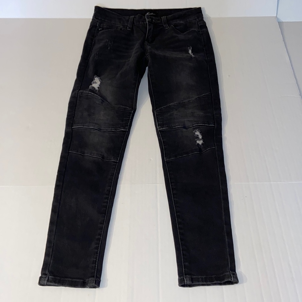 KanCan Distressed Dark Gray/Black Stretchy Skinny Jeans Size 3/25